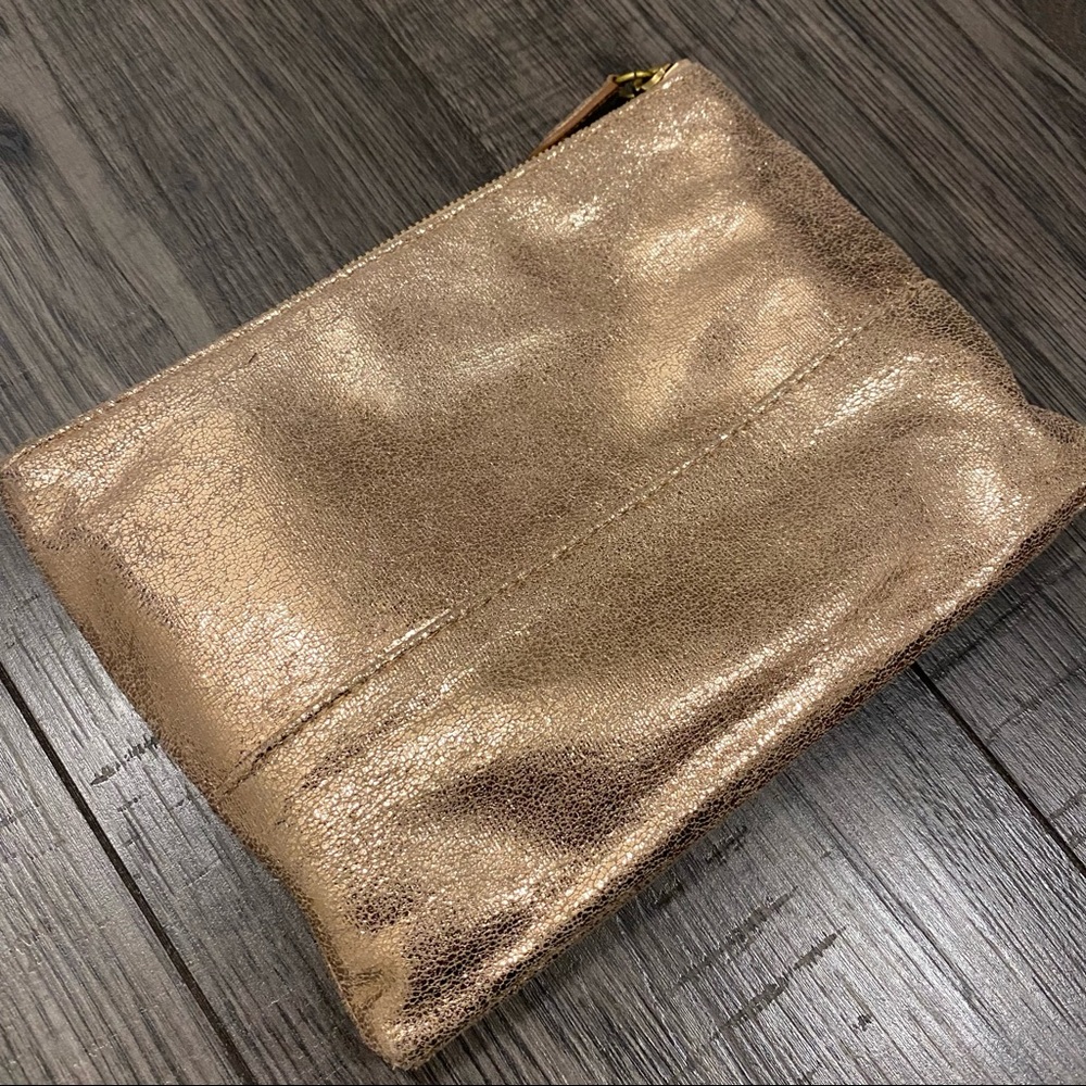 J Crew Gold Metallic Sparkly Cosmetic Pouch Bag